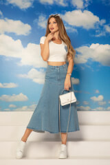 Denim Fever Midi Φούστα - Light Blue - Εικόνα 6