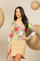 Cozy Elegance Πλεκτή Ζακέτα - Red/Green - Εικόνα 7