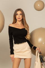 Ribbed Serenity Μπλούζα-Βάρκα - Black - Εικόνα 9