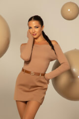 Ribbed Serenity Μπλούζα-Βάρκα - Mocha - Εικόνα 11