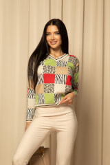 Cozy Elegance Πλεκτό Πουλόβερ - Red/Green - Εικόνα 8