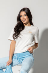 Alessa Active T-Shirt Από Βαμβάκι - Ecru - Εικόνα 4