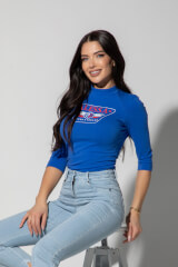 Stylish Everyday Μπλούζα Με 3/4 Μανίκι - Blue - Εικόνα 7