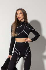 Prime Active Κροπ-Τοπ Με Μακρύ Μανίκι - Black/White - Εικόνα 9