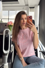 Inspire Insignia T-Shirt Με Κέντημα - Light Pink - Εικόνα 3
