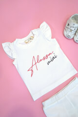 Baby Love Mini T-Shirt Από Βαμβάκι - Ecru - Εικόνα 3