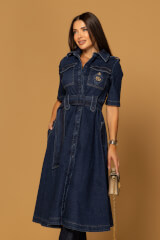 Elevated Essentials Φόρεμα-Καμπαρντίνα - Denim - Εικόνα 8