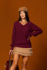 Pure Comfort Μάλλινο Πουλόβερ - Burgundy - Εικόνα 8