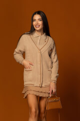 Forever Luxe Πλεκτή Ζακέτα - beige - Εικόνα 9