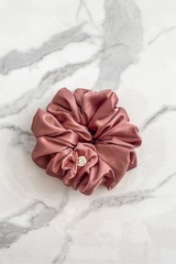 Στάχτη τριαντάφυλλου scrunchie - μικρό - Εικόνα 2