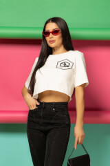 For Your Eyes Only Κοντό T-Shirt Από Βαμβάκι - Ecru - Εικόνα 8