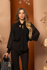 Parisian Perfection Μπλούζα από σιφόν - Black - Εικόνα 10