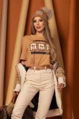 Triple Charm T-Shirt Από Βαμβάκι - Mocha - Εικόνα 10