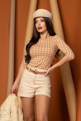 Pleasure To Wear Μπλούζα Με 3/4 Μανίκι - Mocha-Light Print - Εικόνα 8