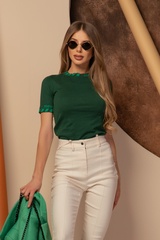 Message me First Μπλουζάκι Από Λεπτή Πλέξη - Πράσινο - Εικόνα 8