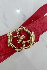 Rococo Logo Κόκκινη Ζώνη - λεπτή με Χρυσή Αγκράφα - Εικόνα 4