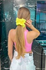 Κίτρινο νέον scrunchie - μεγάλο - Εικόνα 2
