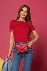 Message me First Μπλουζάκι Από Λεπτή Πλέξη - Κόκκινο - Εικόνα 11
