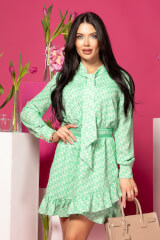 Dazzle Delight Ruffles Φόρεμα Με Αποσπώμενη Ζώνη - Green - Εικόνα 12