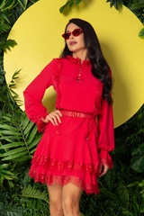 Mind Over Matter Φόρεμα Ruffles - Red Lace - Εικόνα 5