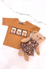 Bear Hug Mini T-Shirt Από Βαμβάκι - Mocha - Εικόνα 9