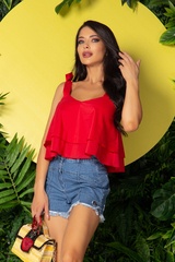 Piece Of Paradise Ruffles Τοπ - Red - Εικόνα 5