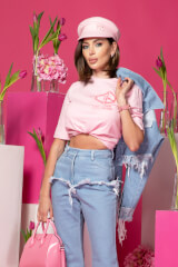Street Style Star T-Shirt Από Βαμβάκι - Light Pink - Εικόνα 7