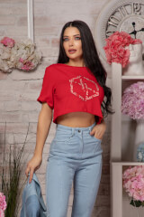 Love Your Way Κοντό T-Shirt Από Βαμβάκι - Luxury Red - Εικόνα 8