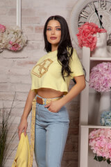 Love Your Way Κοντό T-Shirt Από Βαμβάκι - Luxury Yellow - Εικόνα 4