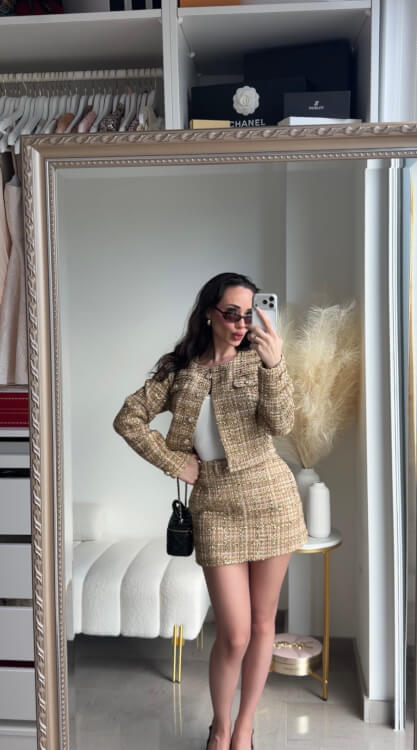 Casual Luxe Φούστα-Παντελόνι Από Μπουκλέ - Gold